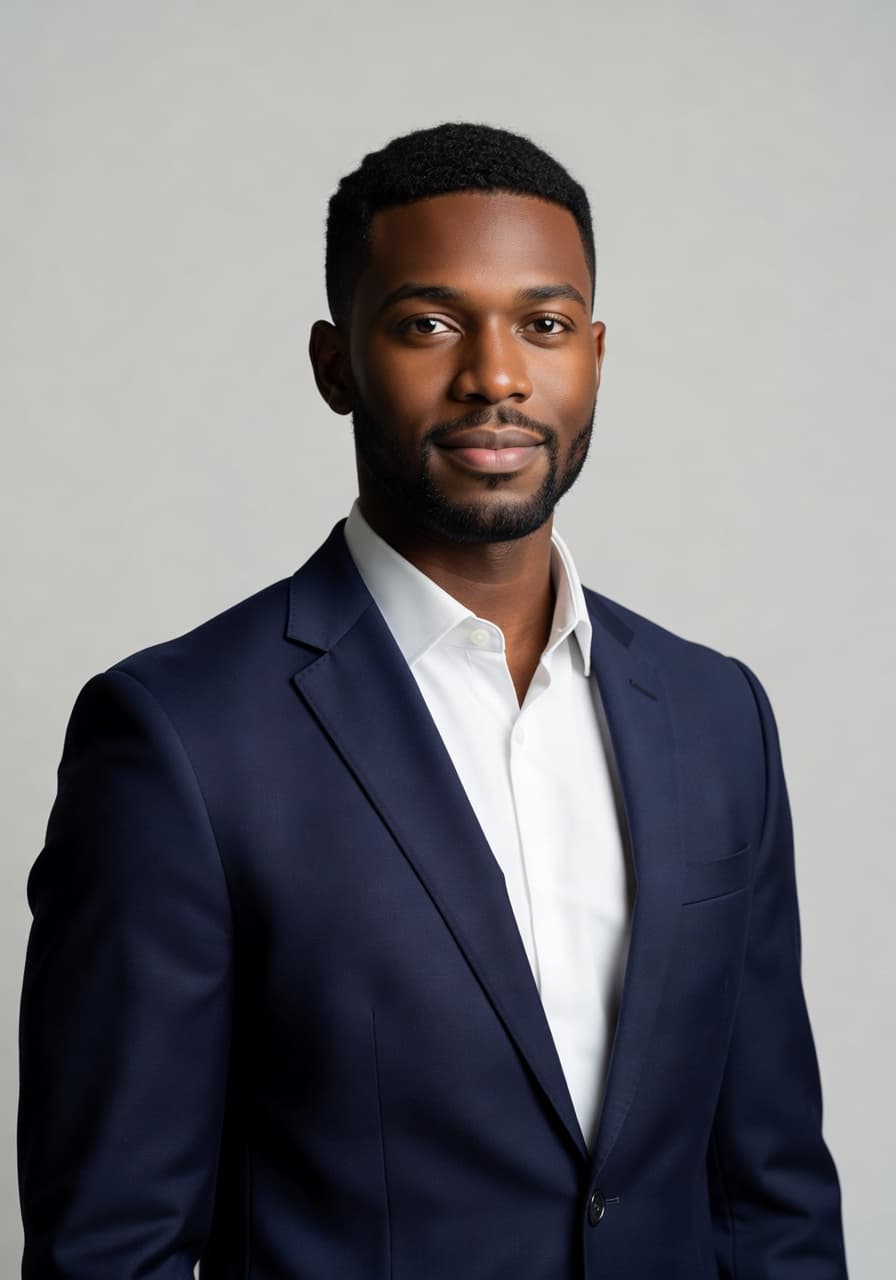 AI LinkedIn headshot example — Classic Boardroom style by SelfAI